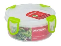 Пластиковый контейнер Oursson CP-0400 R/TE прозрачный с зеленым_круглая